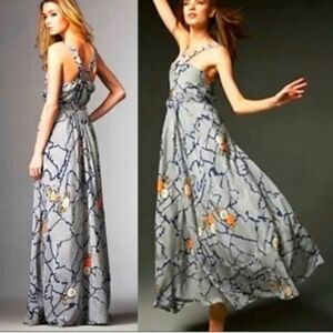 Anthropologie Leifsdottir Silk Maxi Dress Size 4 EUC